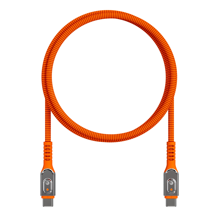 inCharge Life Desk 240W USB-C cable, 1.2m / 4ft, braided orange
