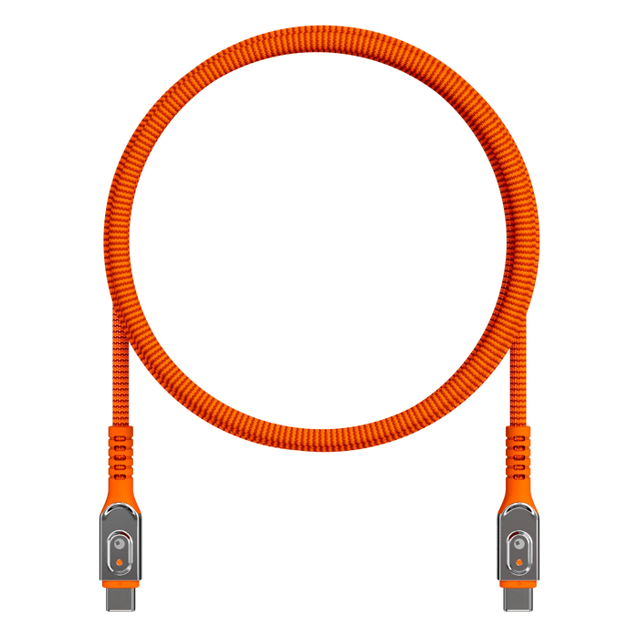 inCharge Life XL 240W USB-C cable, 2.4m / 8ft, braided orange
