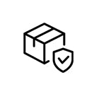 Navidium shipping protection - Default - Black and white icon of a shipping box with a shield and checkmark symbol for protection. - Rolling Square